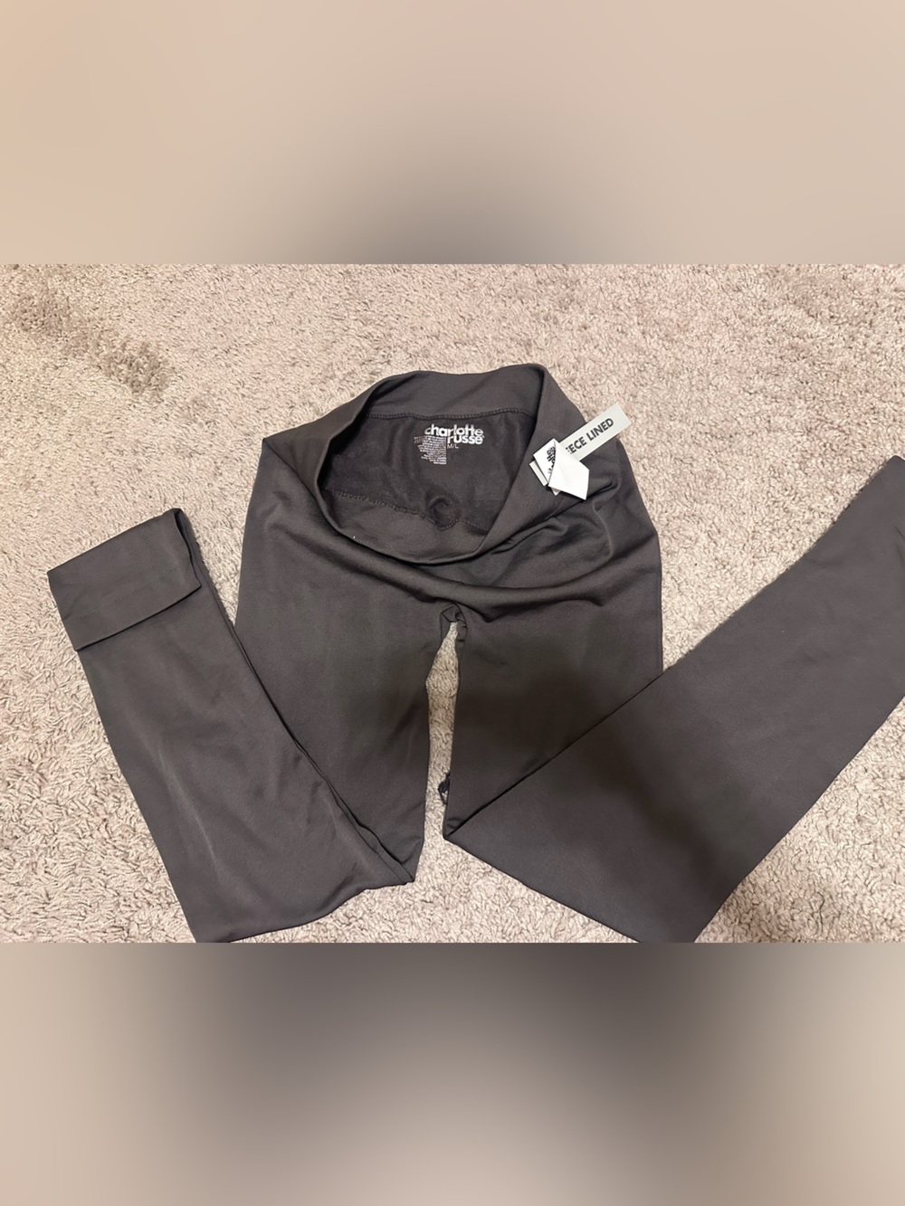 Charlotte Russe Black Leggings size medium /large fleece lined warm